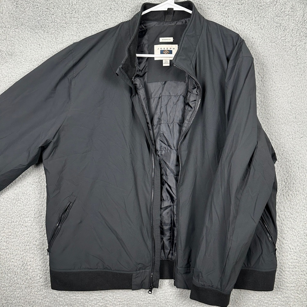 Joseph Abboud Men 2XL Modern Fit Jacket Bomber Black Quilted Lined Pocket Zip Up